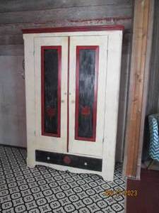 lot 15 image: Rustic Painted Wardrobe...