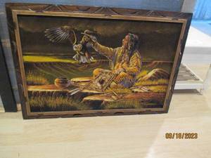 lot 55 image: Vintage Native American Themed Floc...
