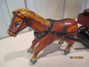 lot 67 image: Vintage Tin Litho Horse and Wagon...