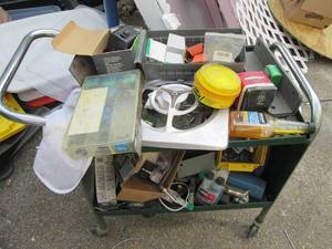 lot 369 image: Heavy duty rolling shop cart with a...
