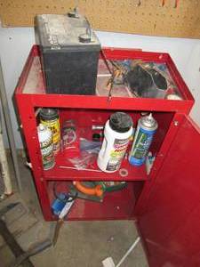 lot 373 image: Single door metal mini-shop cabinet...