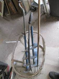 lot 427 image: Metal long handled tool keeper with...