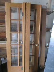 lot 432 image: Set of window paned and solid Wood ...