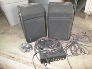 lot 445 image: Bose speakers, wire and control box...