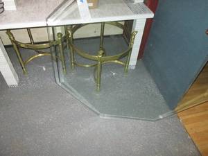 lot 894 image: Glass Octagon table top and pair of...