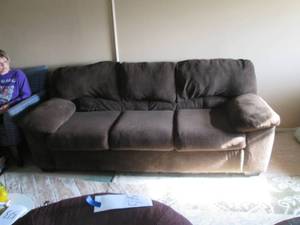 lot 505 image: Super Comfy Microfiber Brown Couch...