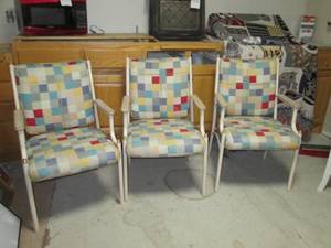 lot 516 image: Three Wood and Metal Chairs...