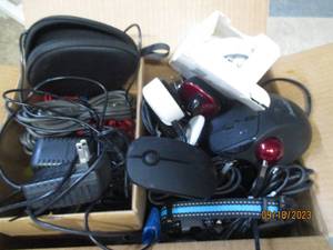 lot 154 image: Assorted Cords, Wireless Mice, Ligh...
