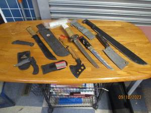lot 160 image: Mixed Lot of Knives, Swords, Cleave...