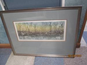 lot 196 image: Alley Pond Etching by Diane Bolhage...