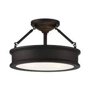 Grafton 15 in. 3-Light Coal Semi-Flush Mount Ceiling Light