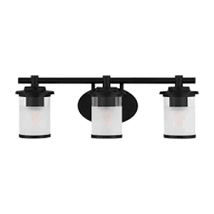 Hampton Bay Truitt 23.25 in. 3-light Matte Black Transitional indoor vanity with Clear Frosted Glass Shades