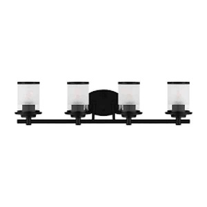 Hampton Bay Truitt 32.1 in. 4-light Matte Black Transitional indoor vanity with Clear and Frosted Glass Shades