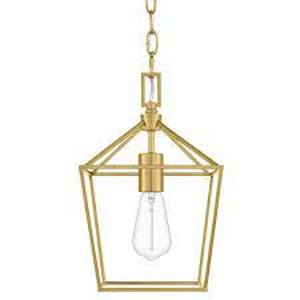 Home Decorators Collection Weyburn 1-Light Gold Farmhouse Mini Pendant Light Fixture with Caged Metal Shade