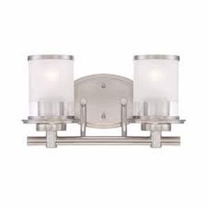 Hampton Bay Truitt 14.2 in. 2-light Brushed Nickel Transitional indoor vanity with Frosted Glass Shades