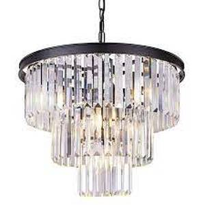 19.68 in. W. 6-Light Matt Black UniqueStatement Tiered Chandelier 3-Tier Crystal Pendant Ceiling Light