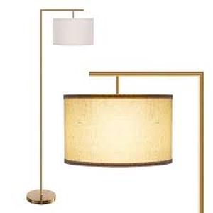 FestaLed 64 in. Antique Brass Modern Floor Lamp with Drum Shade, Tall Pole Floor Lamp with Foot Switch Control
