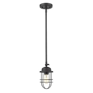 Golden Lighting Seaport 1-Light Black Mini Pendant
