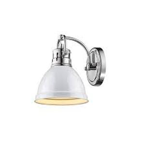 Golden Lighting Duncan Chrome 1-Light Bath Light with White Shade