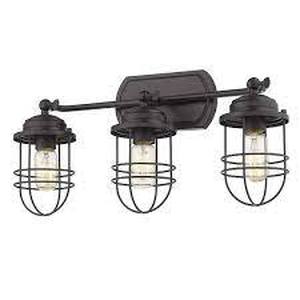 Golden Lighting Seaport 3-Light Black Bath Vanity Light