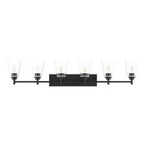 Hampton Bay Wakefield 48.5 in. 6-light Matte Black Modern indoor vanity with Clear Glass Shades