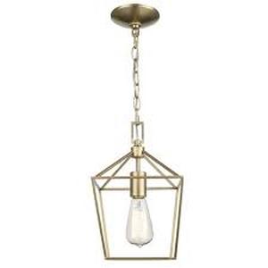 Home Decorators Collection Weyburn 1-Light Gold Farmhouse Mini Pendant Light Fixture with Caged Metal Shade