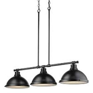 Golden Lighting Duncan 3-Light Black Pendant with Matte Black Shade