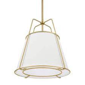 Home Decorators Collection Havenport 2-Light Gold Pendant with White Fabric Shade
