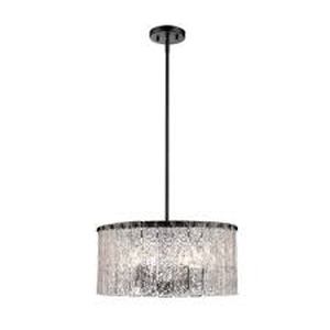 Glacier 5-Light Matte Black Pendant-Light with Glass Shade