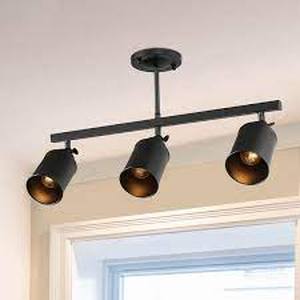 LNC Black Modern Linear Fixed Track Lighting Kit Industrial 3-Light Kitchen Ceiling Light Fixture with Adjustable Heads