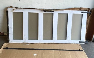 lot 137 image: COSHOMER 36 x 84 inch 5-Panel Glass Barn Door with 6.6ft Sliding Door Hardware Kit & Handle