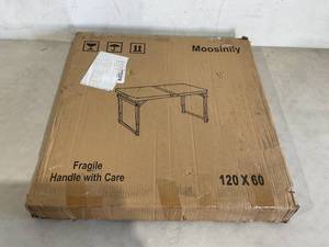 lot 243 image: Moosinily 4 Ft Aluminum Folding Camping Table with Bamboo Finish