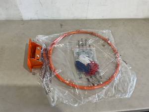 lot 246 image: Wall Mounted Basketball Rim - Orange Rim and RedWhiteBlue Net