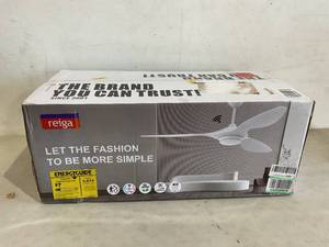 lot 247 image: reiga 52-in Modern Bright White Ceiling Fan with Dimmable Light and Remote Control - White