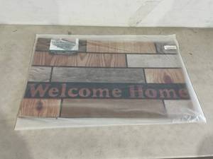 lot 275 image: ANDSTAR Faux Wood Plank Welcome Home Welcome Mat