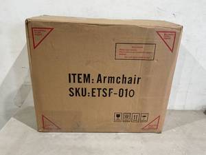 lot 45 image: Lamerge Mid-Century Orange Leather Accent Chair