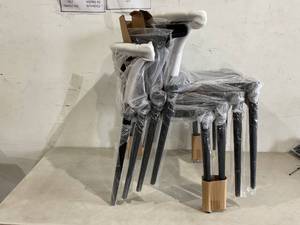 lot 56 image: Stairway Set of 4 Black Acrylic Stackable Dining Chairs