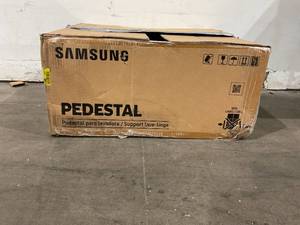 lot 62 image: SAMSUNG 27-Inch Stainless Steel Washer Dryer Pedestal Stand w Pull Out Laundry Storage Drawer
