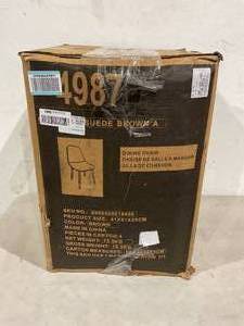 lot 63 image: Homy Casa Inc Set of 4 Charlton Suede Brown Dining Chairs