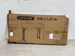 lot 75 image: LIFETIME 4 ft. White Granite Commercial Height Adjustable Folding Utility Table
