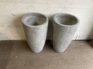 lot 180 image: LOT OF 2 Kante 23.6 H Natural Concrete Tall Planters - Grey