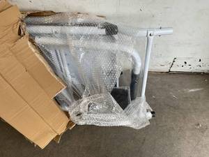 lot 181 image: NSdirect Folding 4 Step Portable Step Stool with Safety Handrails Non-Slip Wide Pedal and Tool Bag, 500 lb Capacity - White