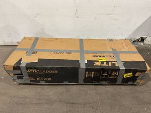 lot 289 image: LITE Aluminum Attic Ladder wAluminum Frame, 375 lbs Capacity