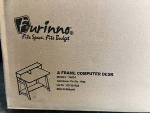 lot 500 image: LOT OF 10 - Furinno Simplistic A-Frame Computer Desks, Espresso