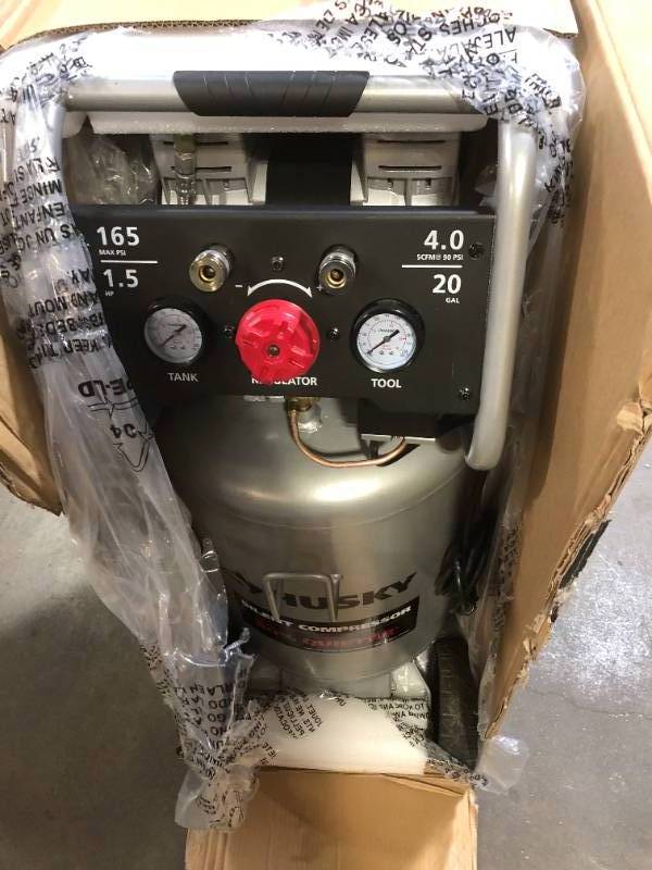 Husky 20 Gal. Vertical Electric-Powered Silent Air Compressor