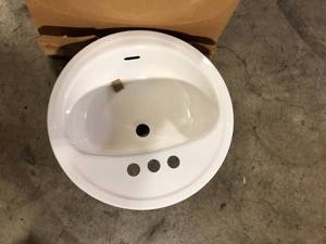 lot 10 image: Bootz Industries Laurel Round Drop-In Bathroom Sink in White  Customer Returns See Pictures