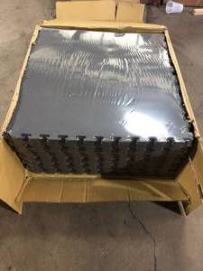lot 13 image: TrafficMaster BlackGray 24 in. x 24 in. x 0.47 in. Foam Dual Sided Gym Floor Tiles (4 TilesPack (16 sq. ft.)  Customer Returns See Pictures
