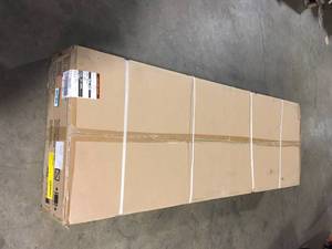 lot 1 image: Husky Ready-To-Assemble 6 ft. Folding Adjustable Height Solid Wood Top Workbench in Black customer return review picture