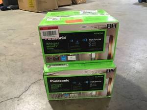 lot 4 image: Lot of 2 Panasonic Whisper Mighty Pick-A-Flow 7090 CFM CeilingWall Bathroom Exhaust Fan, Energy Star with 9 in. x 9 in. Grille Footprint customer return review pictures