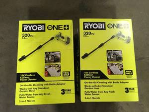 lot 19 image: Lot of 2 RYOBI ONE 18V EZClean 320 PSI 0.8 GPM Cordless Battery Cold Water Power Cleaner (Tool Only) customer return review pictures